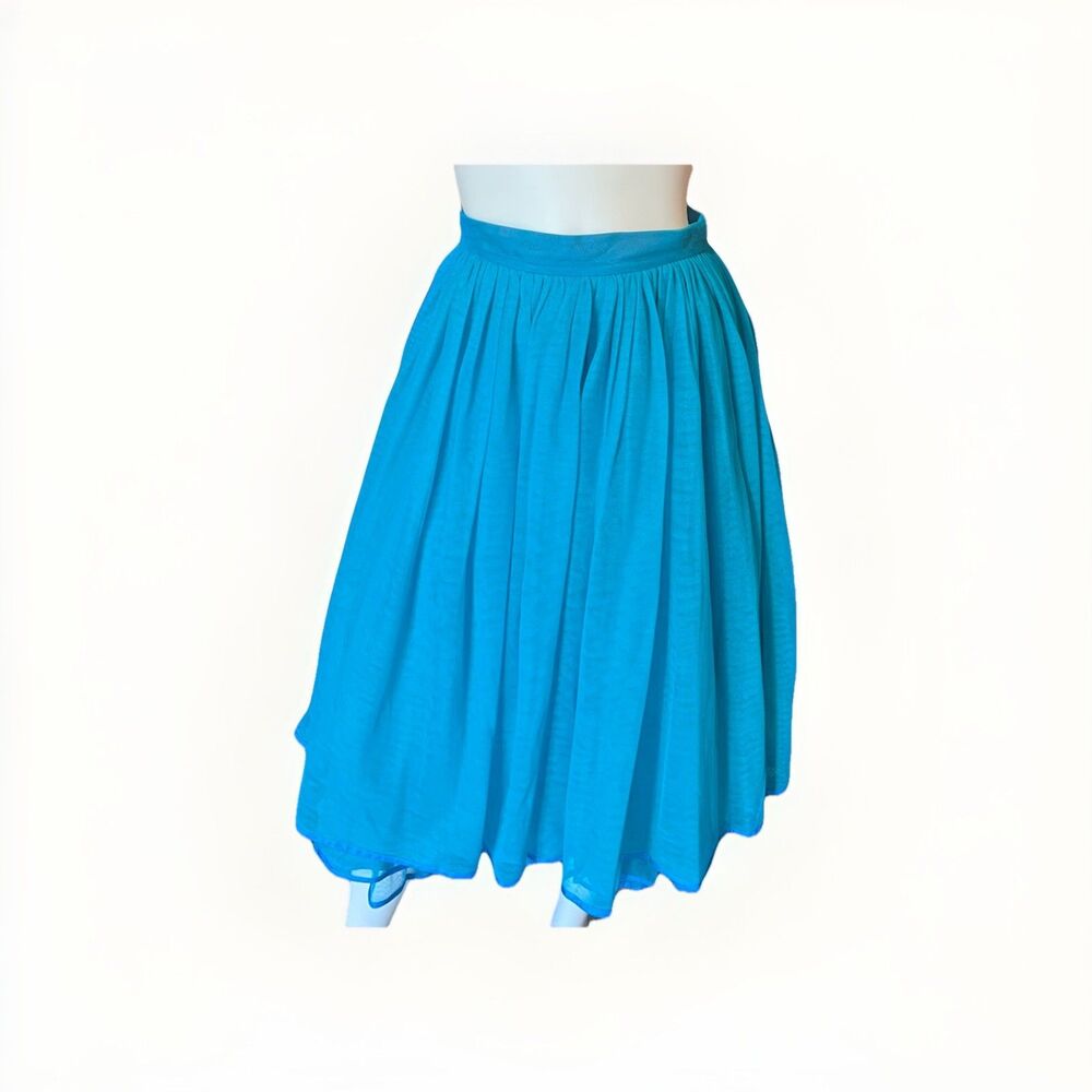 Saks Fifth Avenue Vintage Teal Blue Tulle Maxi Skirt Size 42